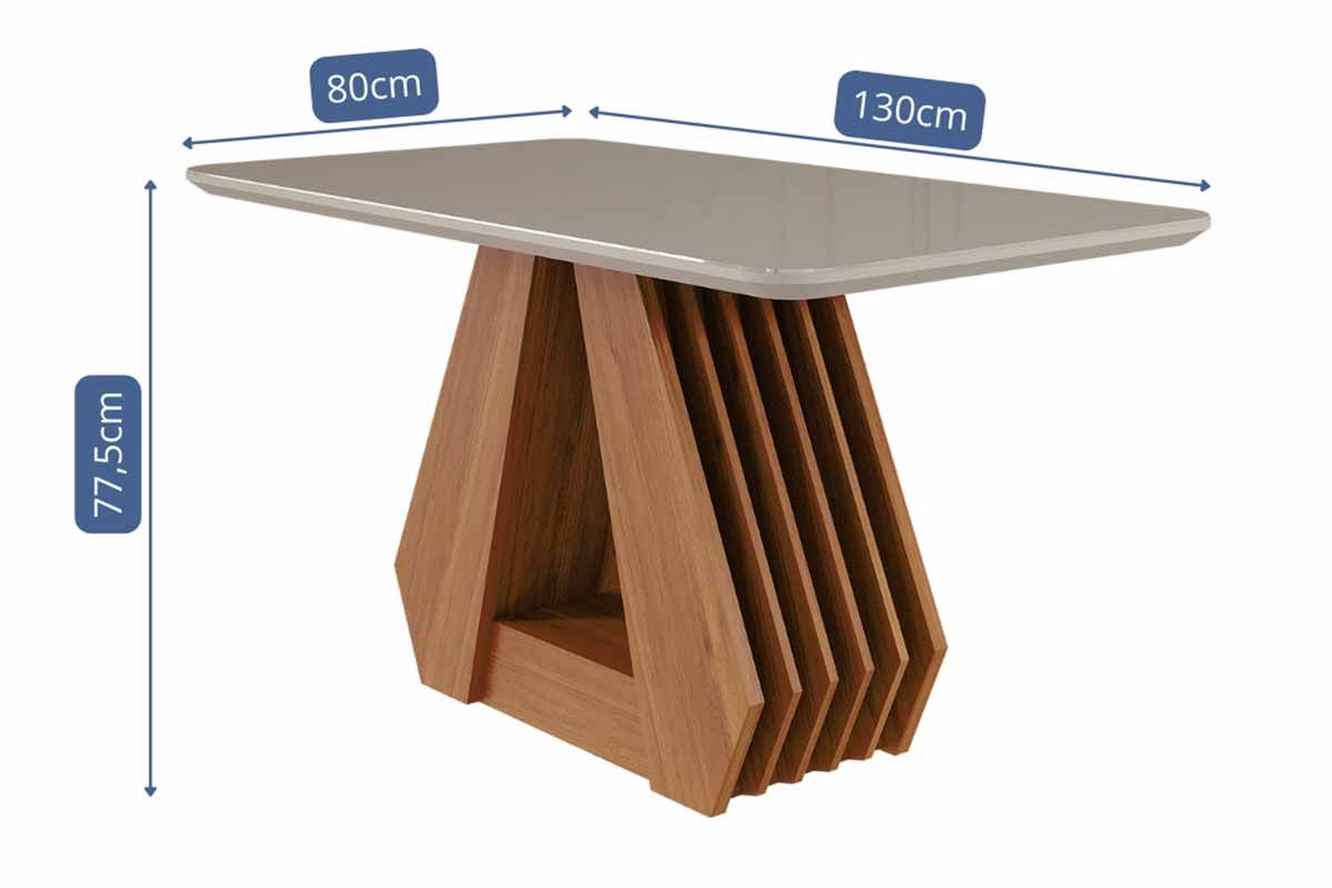 Sala Jantar Mesa Ágata Tampo Madeirado c/ Vidro 130x80cm e 4 Cadeiras Juliana - Cimol