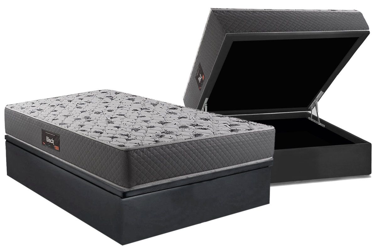 Cama Box Baú CRC +Colchão Ortopédico Black Herval