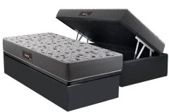 Cama Box Baú Filhão +Colchão Ortopédico Black Herval