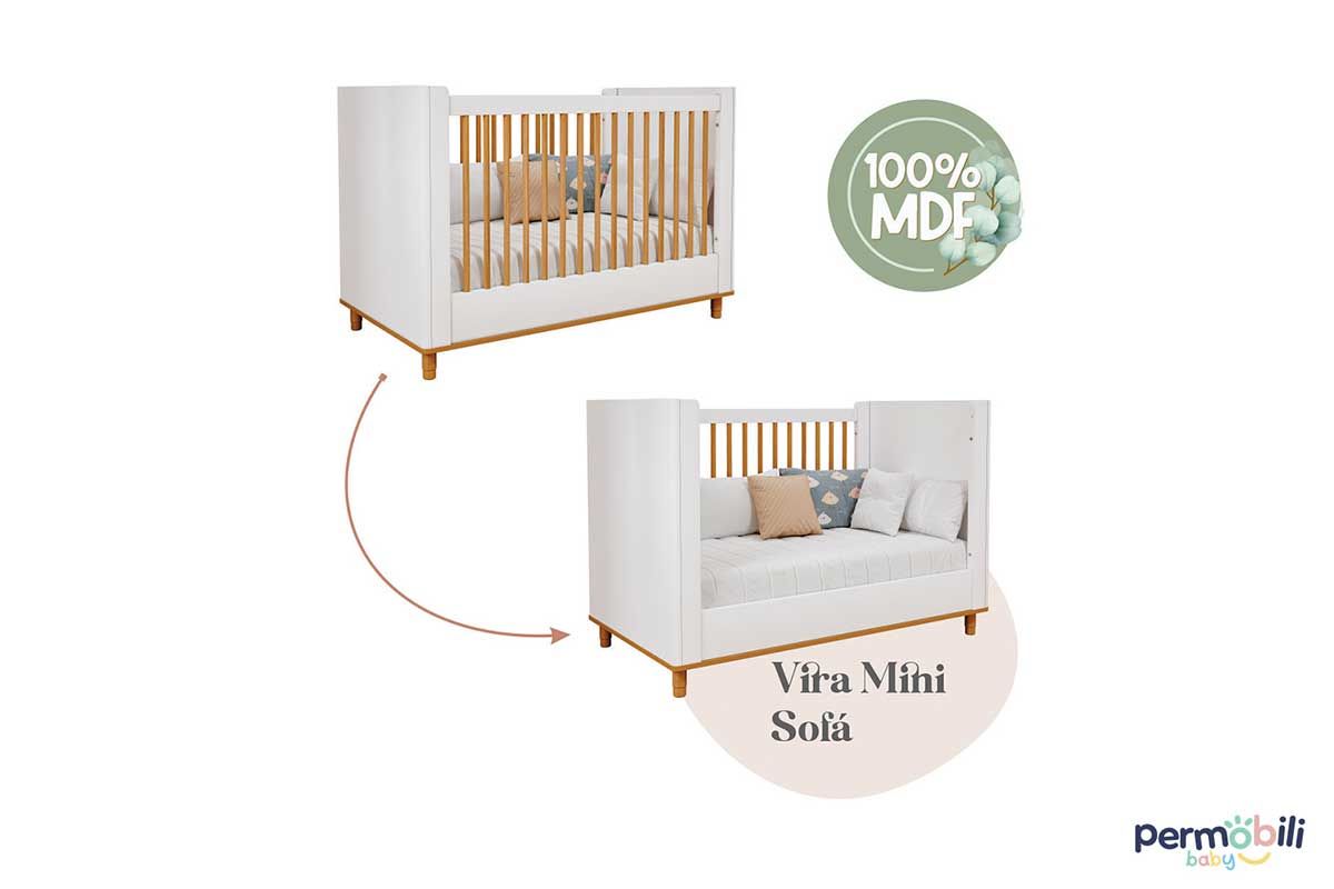 Quarto Infantil Completo Cupcake 4 Peças (Guarda Roupa+Cômoda+Berço+Estante) QI103 Permóbili Baby