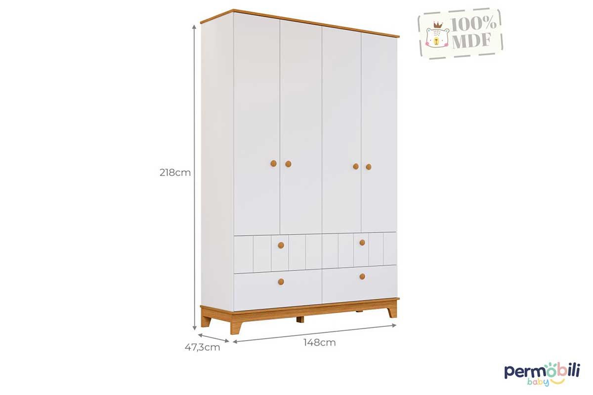 Quarto Infantil Completo Biscoito 3 Peças (Guarda Roupa+Berço+Cômoda) QI106 Permóbili Baby