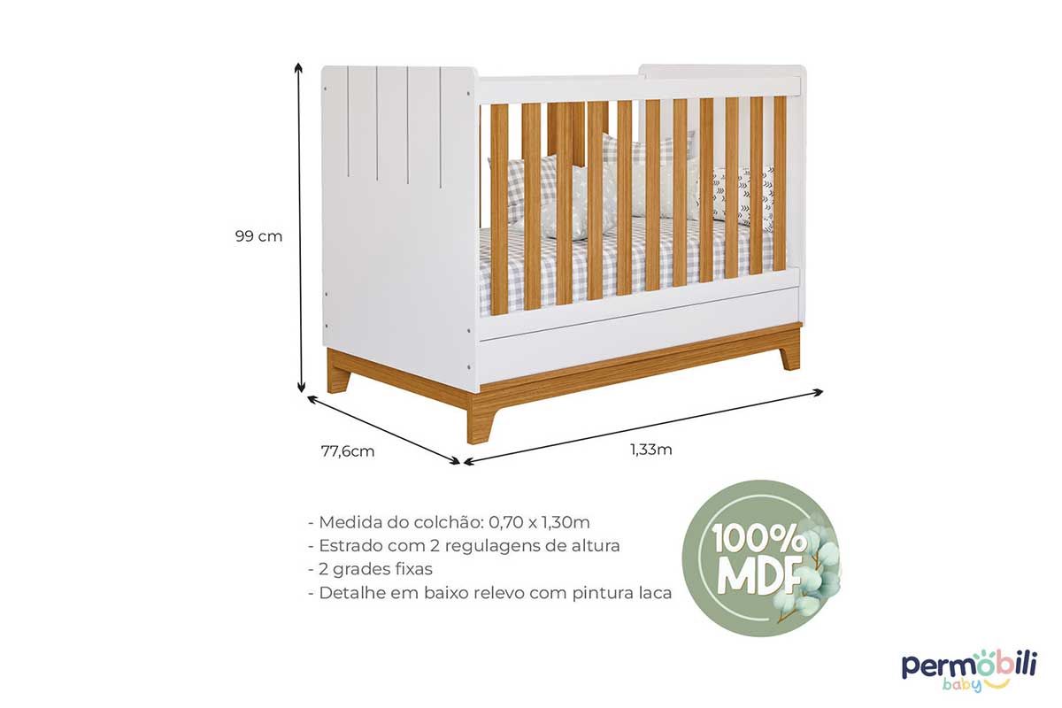 Quarto Infantil Completo Biscoito 3 Peças (Guarda Roupa+Berço+Cômoda) QI106 Permóbili Baby