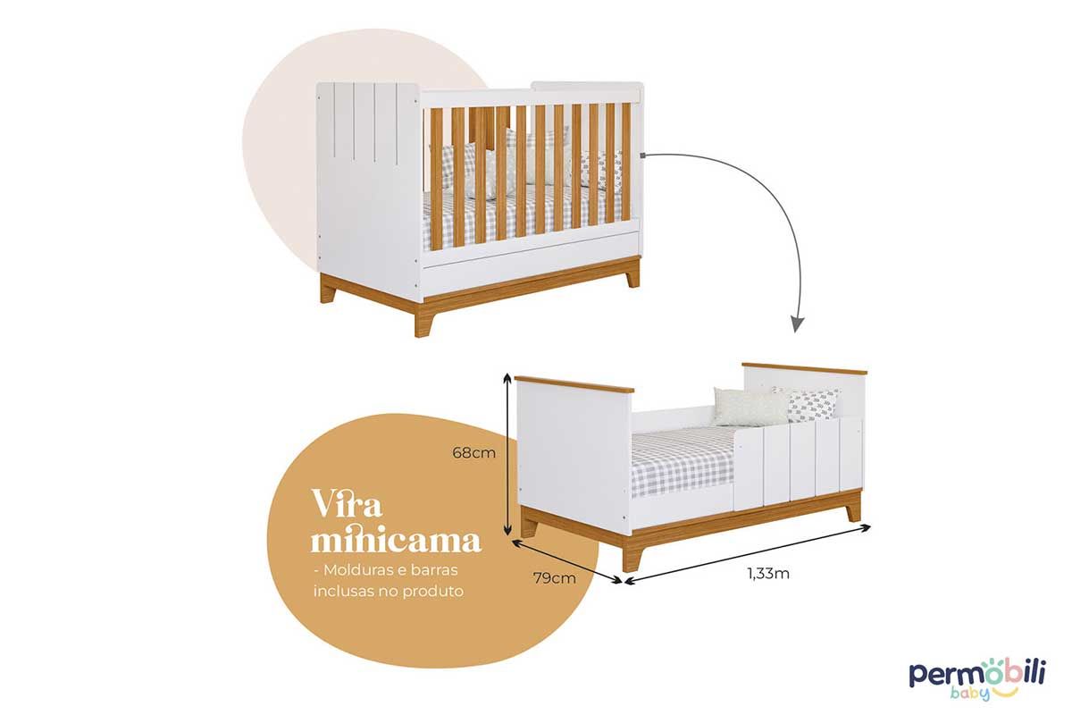 Quarto Infantil Completo Biscoito 3 Peças (Guarda Roupa+Berço+Cômoda) QI106 Permóbili Baby