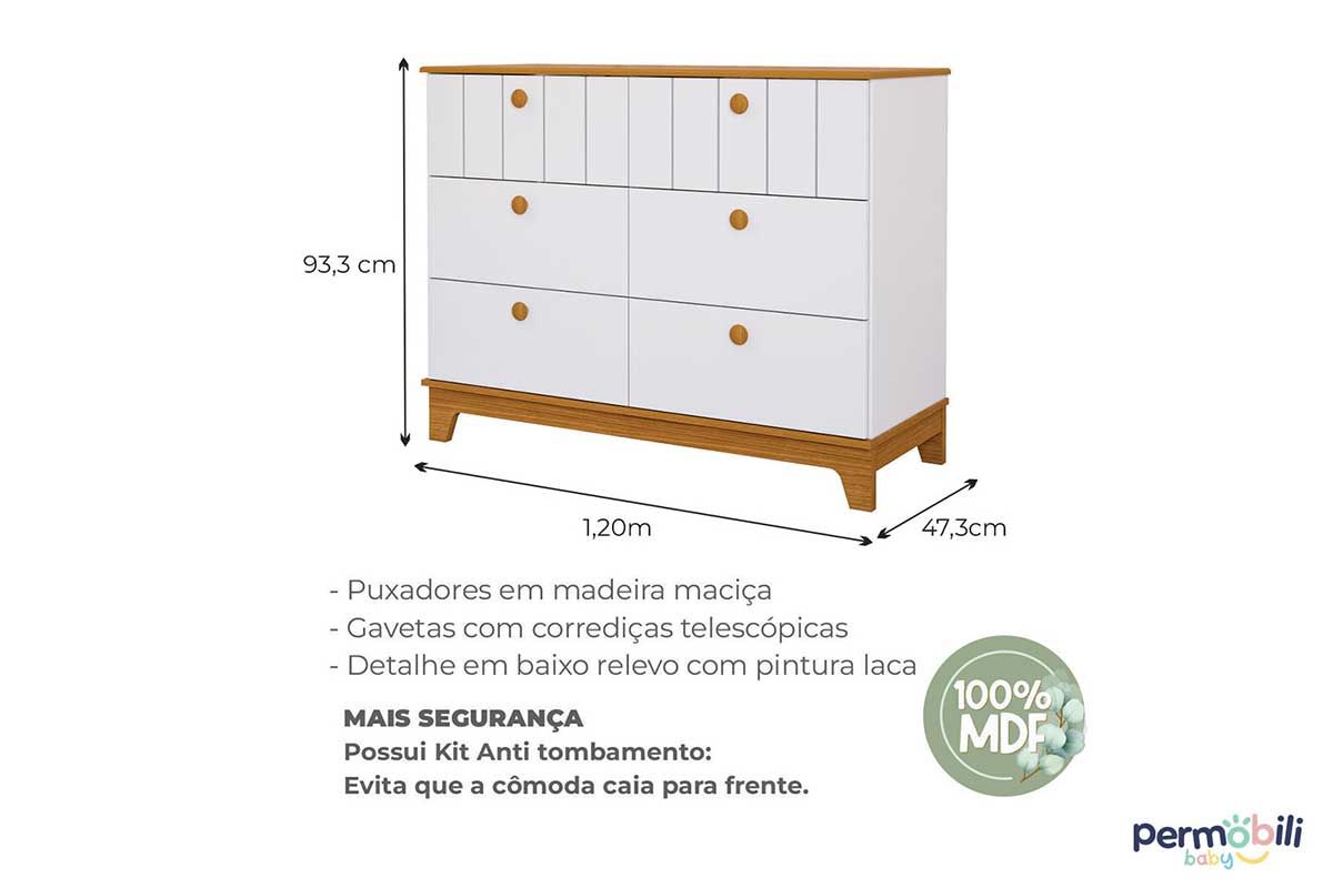 Quarto Infantil Completo Biscoito 3 Peças (Guarda Roupa+Berço+Cômoda) QI106 Permóbili Baby