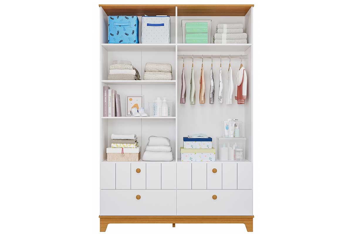 Quarto Infantil Completo Biscoito 3 Peças (Guarda Roupa+Berço+Cômoda) QI106 Permóbili Baby