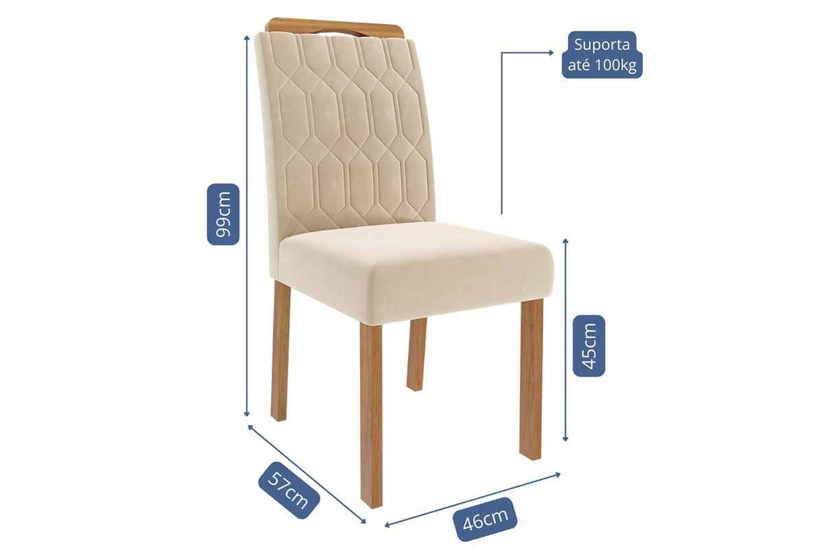 Sala Jantar Mesa Ágata Tampo Madeirado 130x80cm e 4 Cadeiras Paola - Cimol