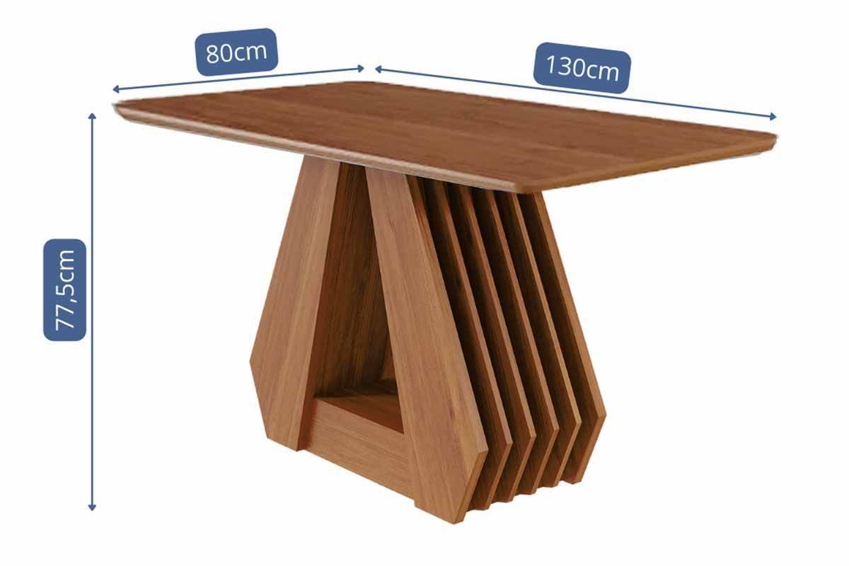 Sala Jantar Mesa Ágata Tampo Madeirado 130x80cm e 4 Cadeiras Clarice - Cimol