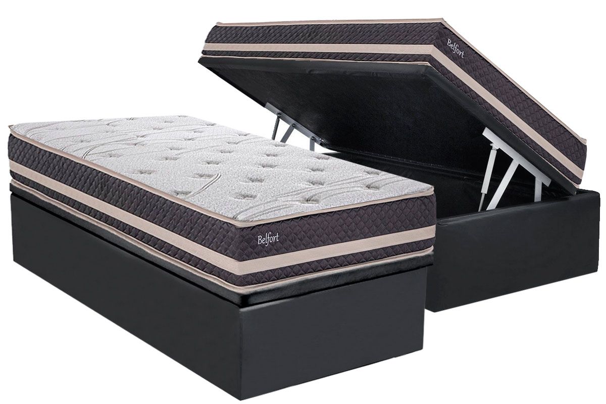 Cama Box Baú CRC +Colchão Ortopédico Belfort Herval