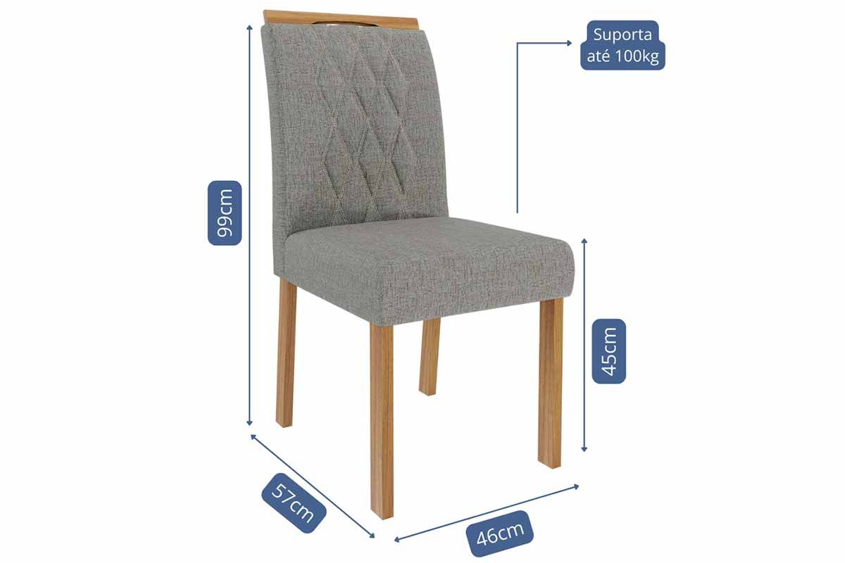 Sala Jantar Mesa Ágata Tampo Madeirado c/ Vidro 180x90cm e 6 Cadeiras Juliana - Cimol