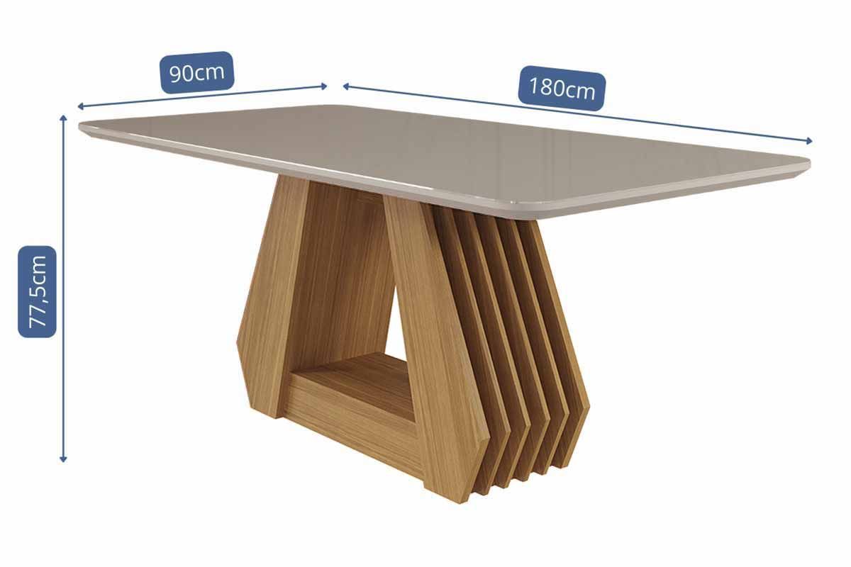 Sala Jantar Mesa Ágata Tampo Madeirado c/ Vidro 180x90cm e 6 Cadeiras Juliana - Cimol