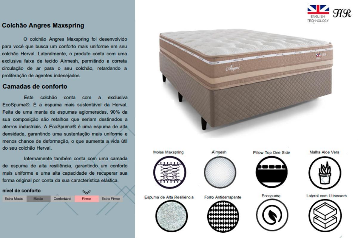 Cama Box Baú CRC +Colchão Molas Angres Herval