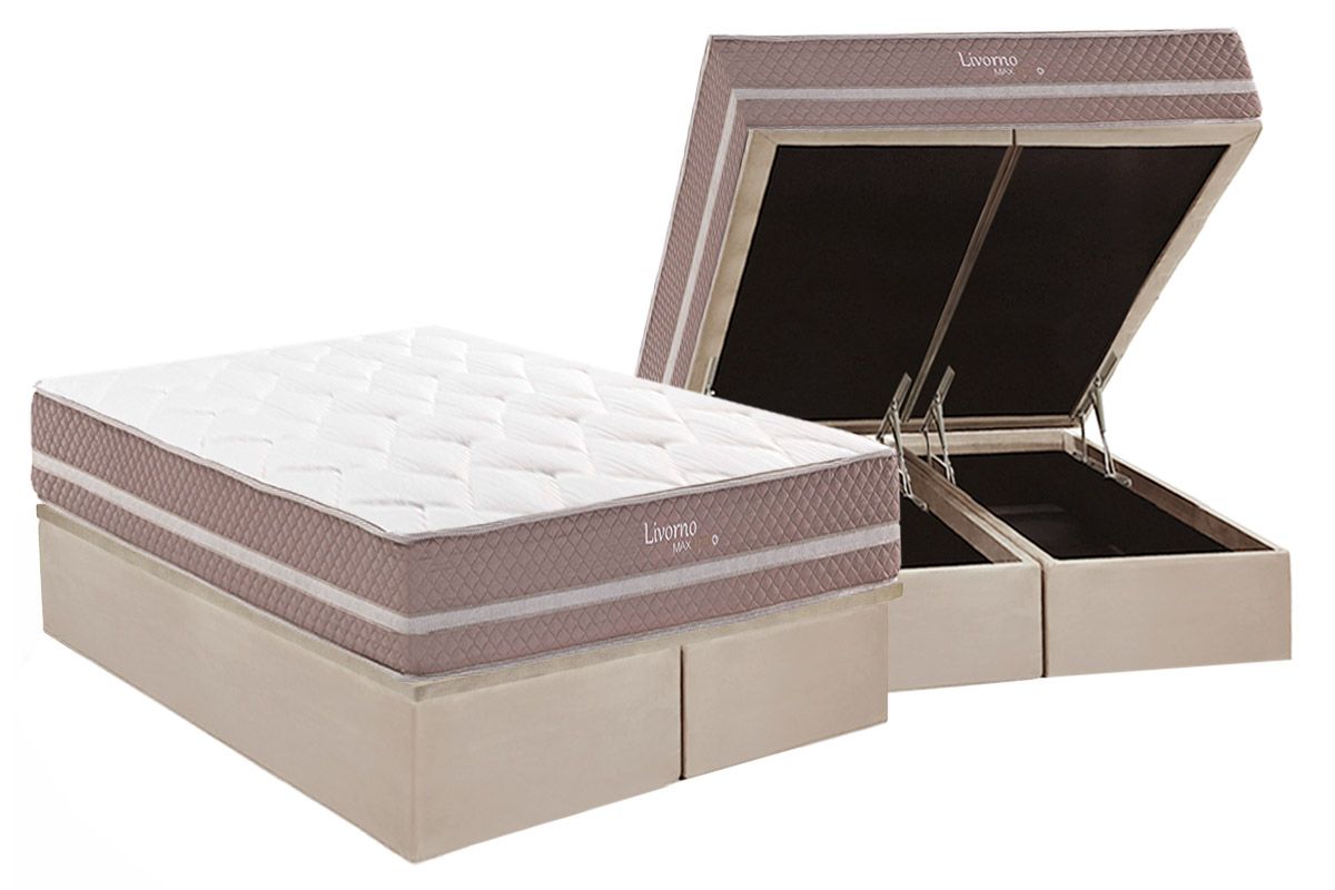 Cama Box Baú CRC +Colchão Molas Livorno Herval