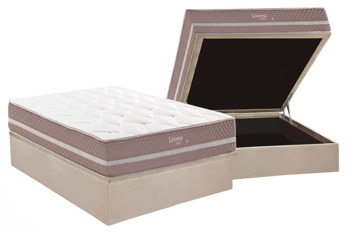 Cama Box Baú CRC +Colchão Molas Livorno Herval