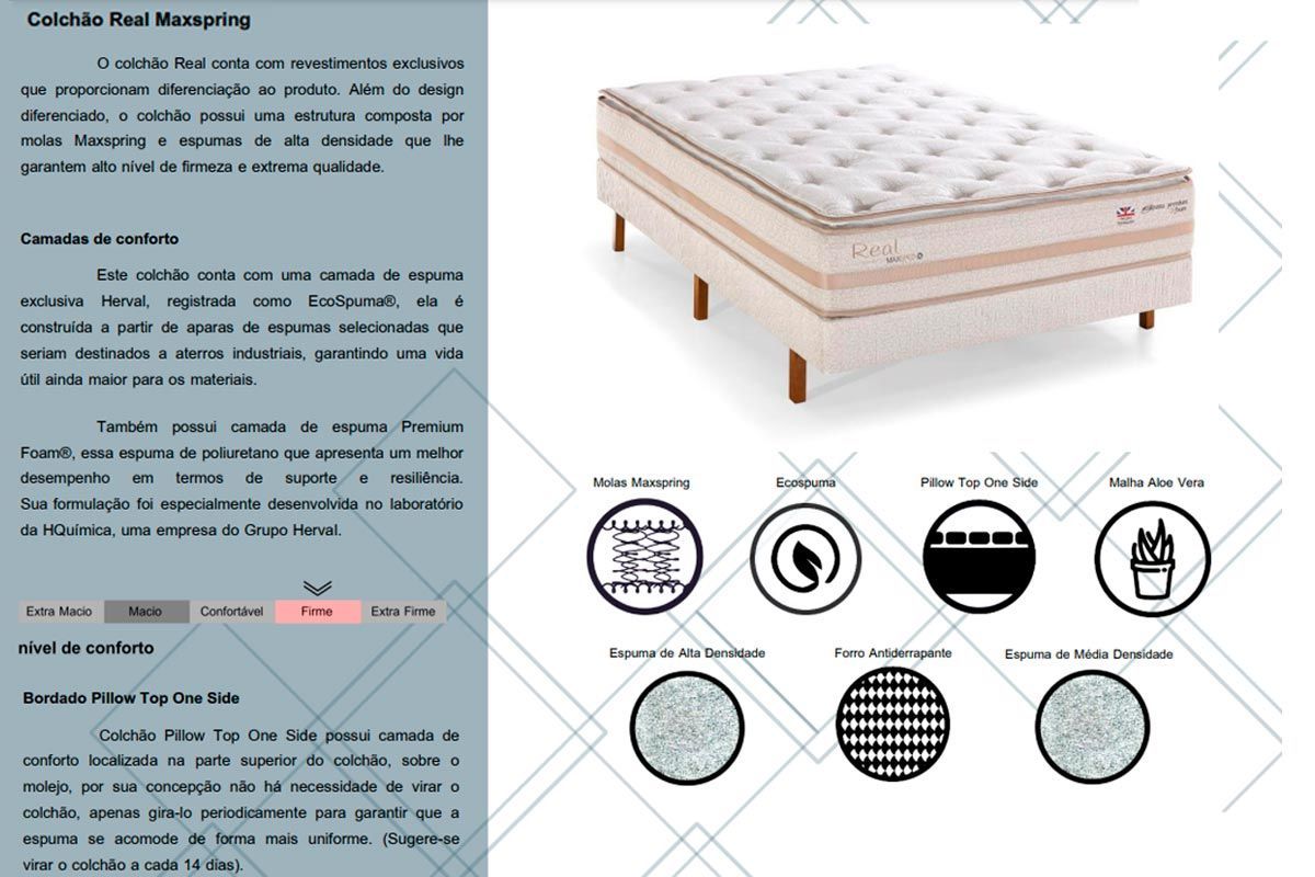 Cama Box CRC +Colchão Molas Real Herval