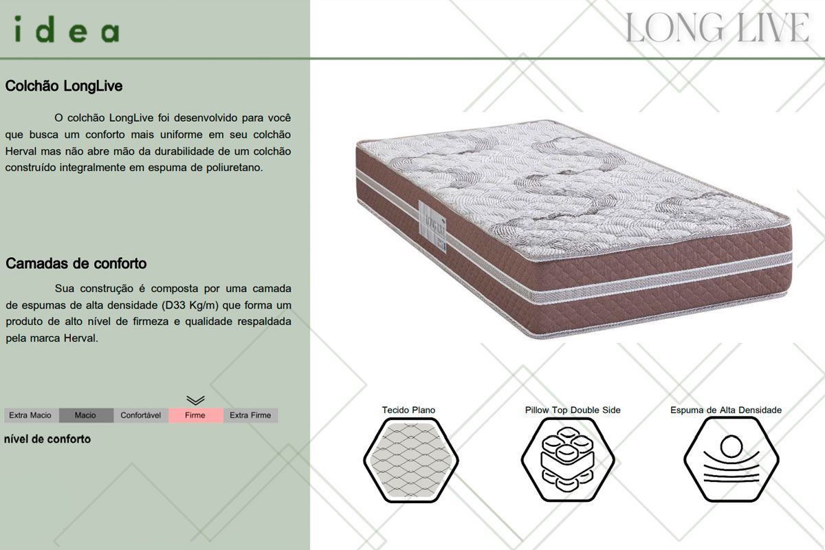 Cama Box CRC +Colchão Espuma D33 Long Live Herval