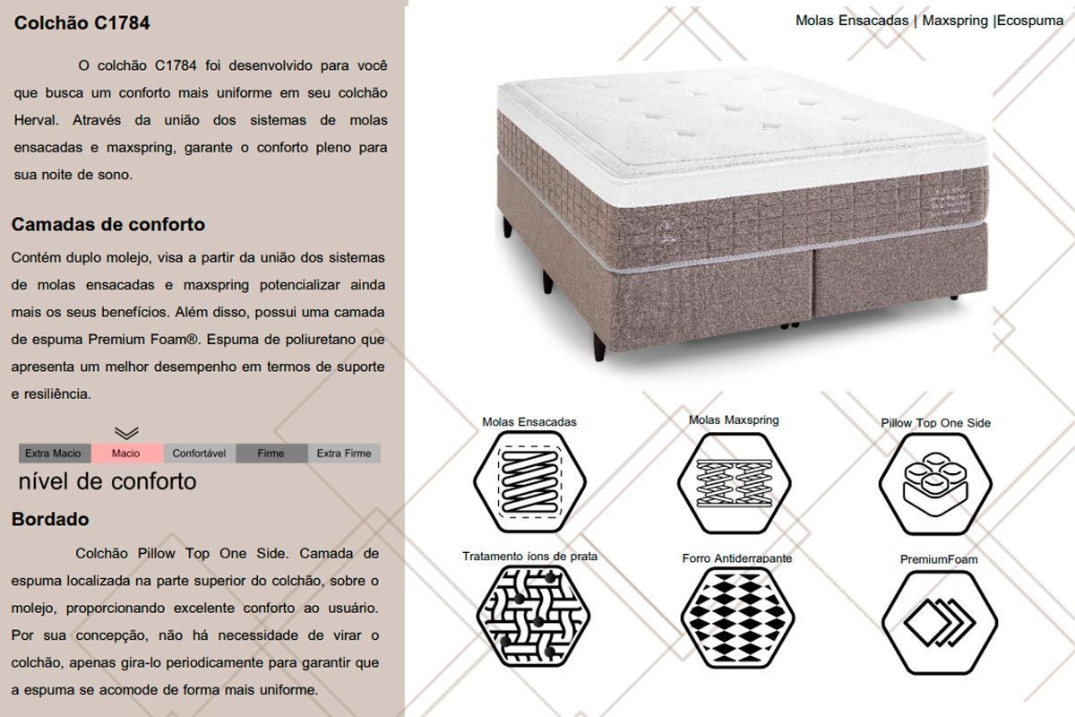 Cama Box CRC +Colchão Molas C1784 Herval