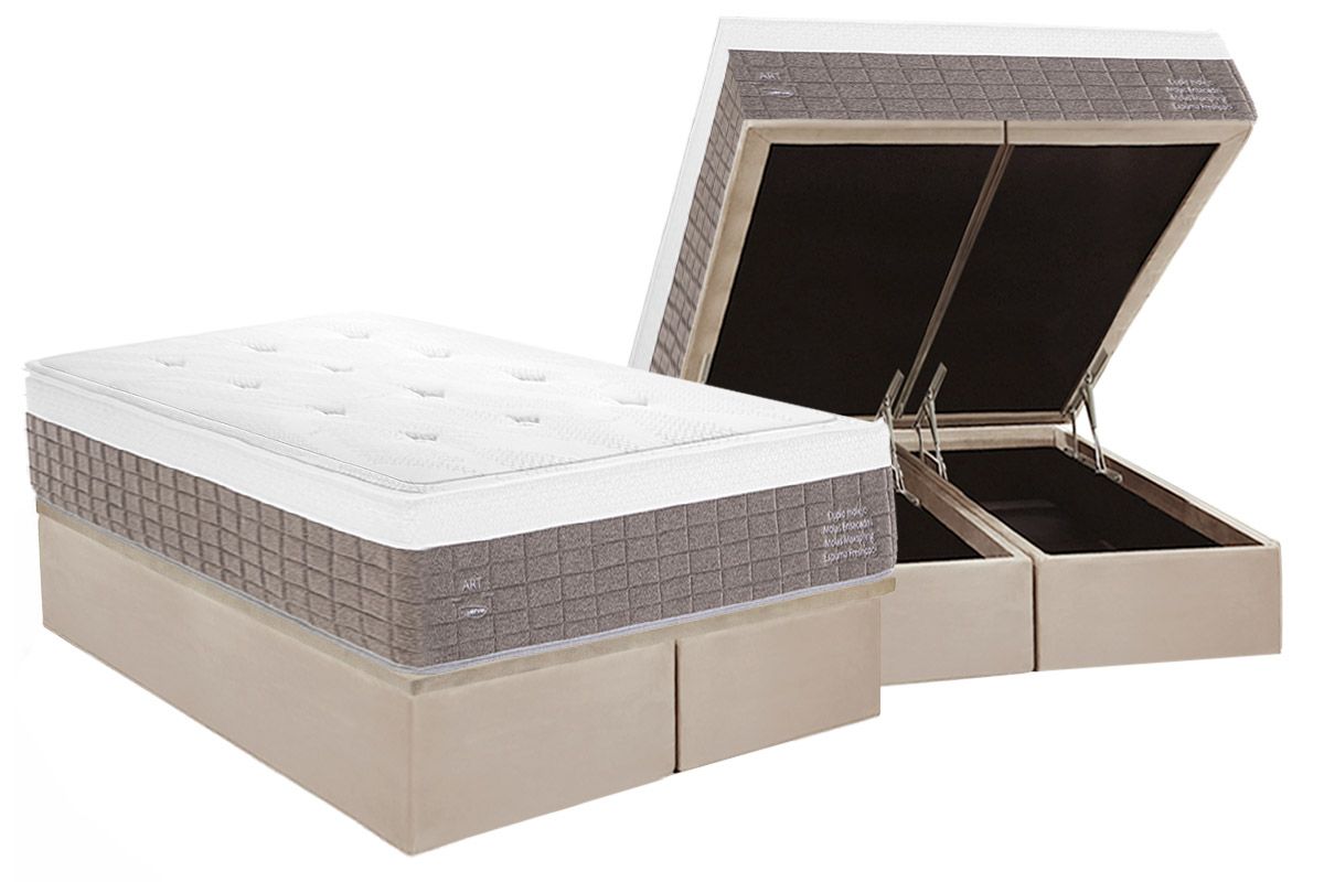 Cama Box Baú CRC +Colchão Molas C1784 Herval