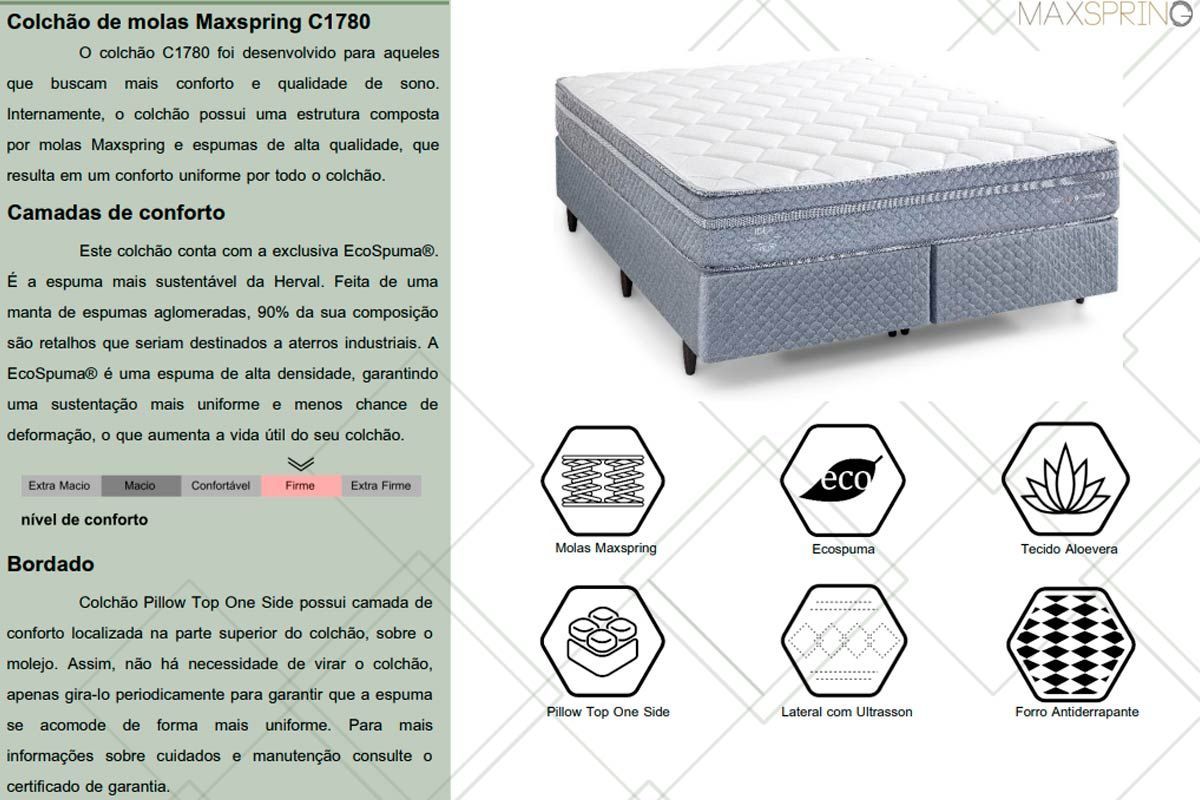 Cama Box CRC +Colchão Molas C1780 Herval