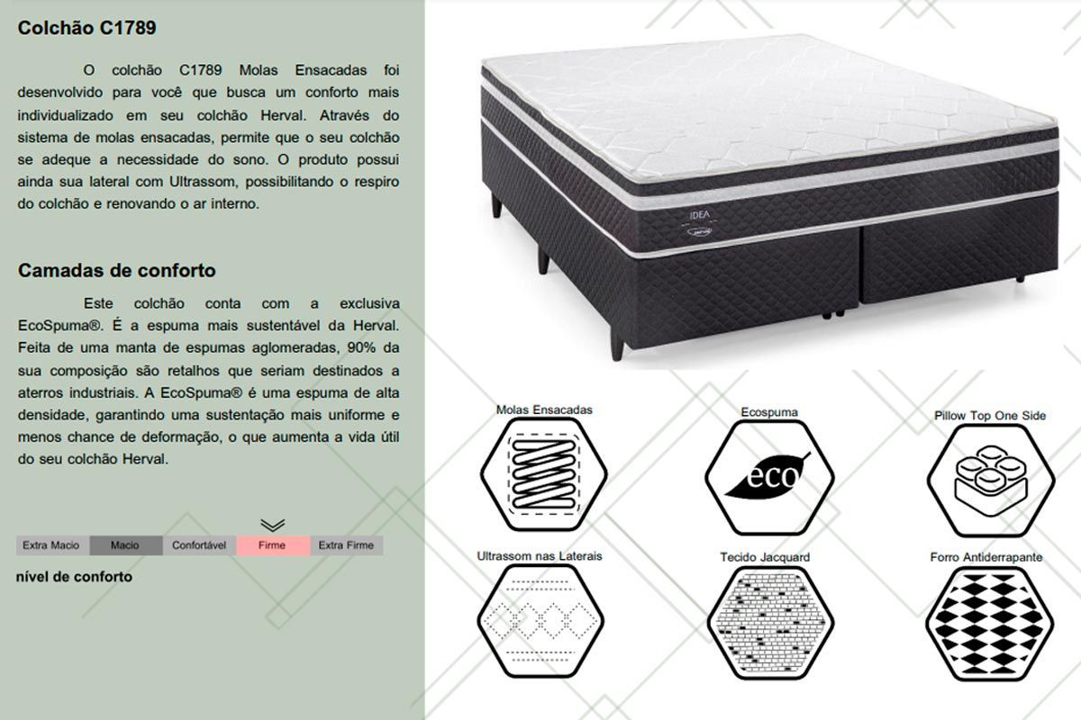 Cama Box Baú CRC +Colchão Molas Madrid C1789 Herval