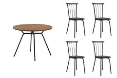 Sala Jantar Mesa 1588 Aço 100cm + 4 Cadeiras 154 - Carraro