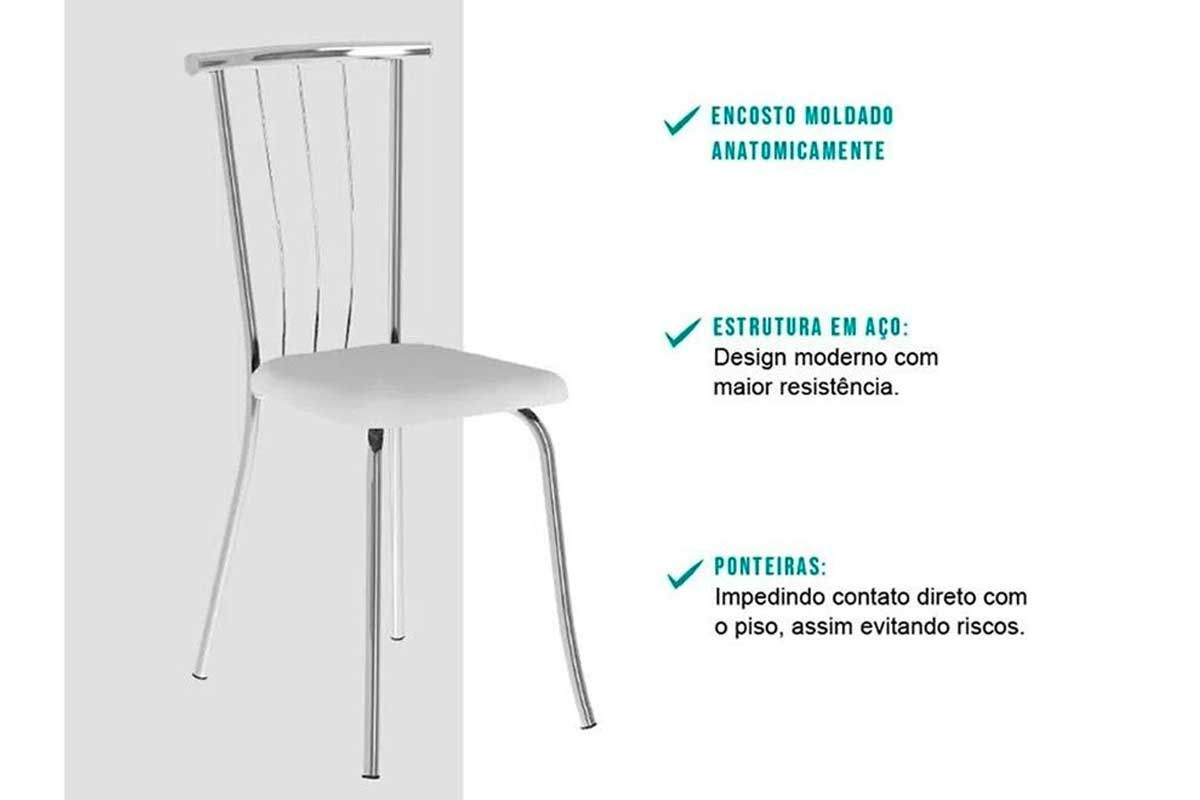 Sala de Jantar Completa Mesa Dobrável e 4 Cadeiras 154 - Carraro