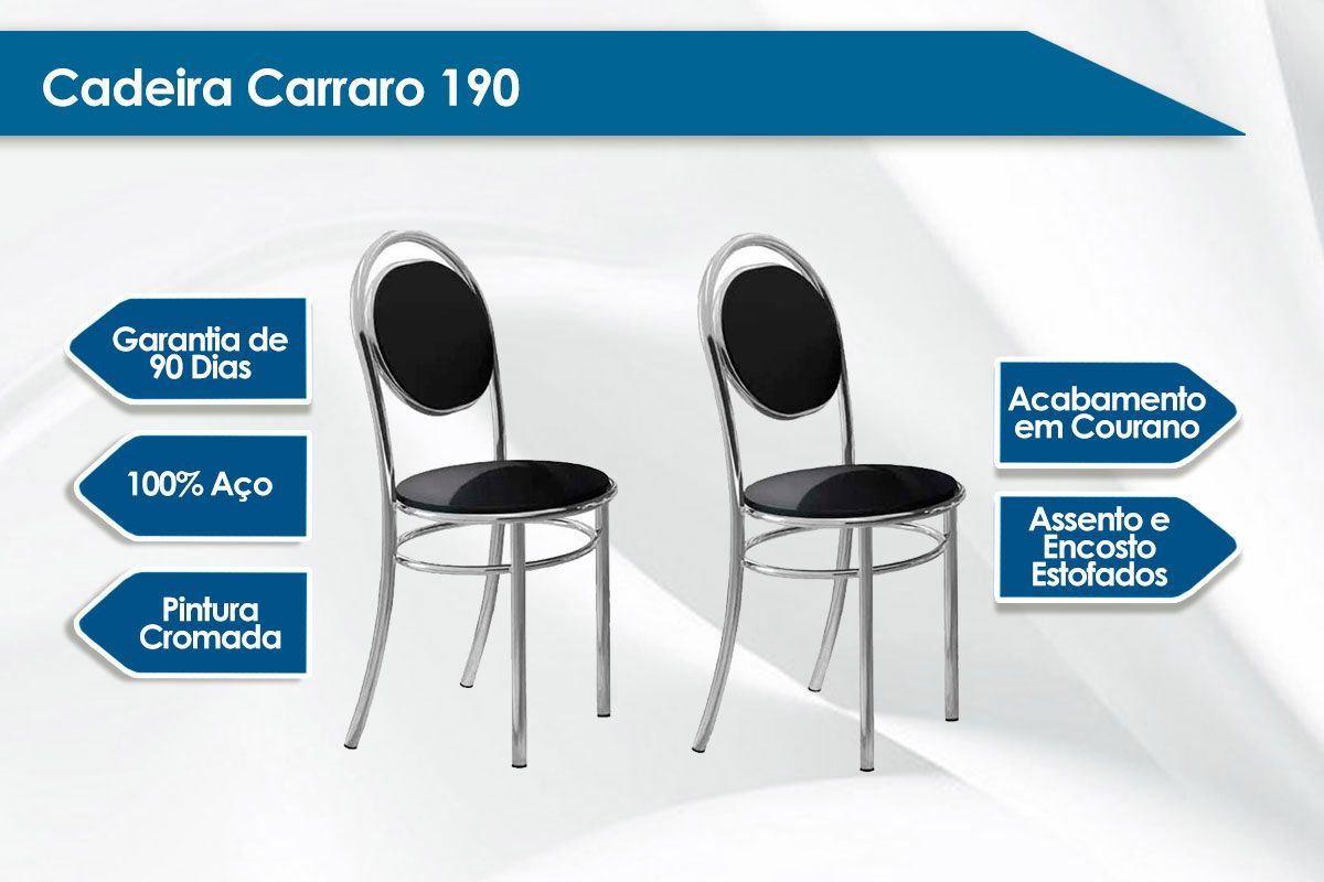 Cadeira Sala de Jantar 190 Aço Kit 4 Uni - Carraro