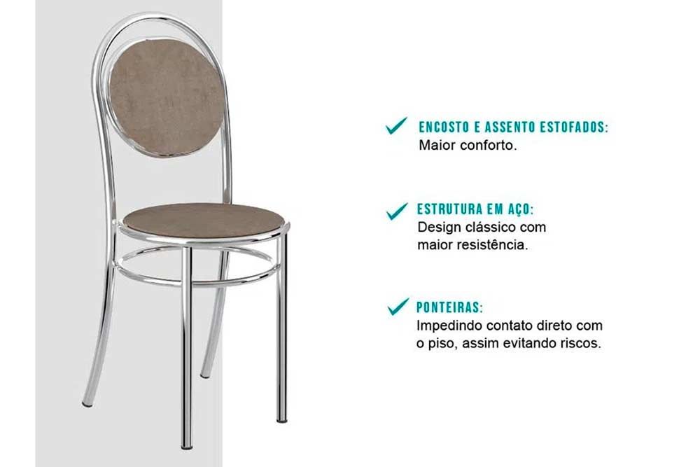 Cadeira Sala de Jantar 190 Aço Kit 4 Uni - Carraro