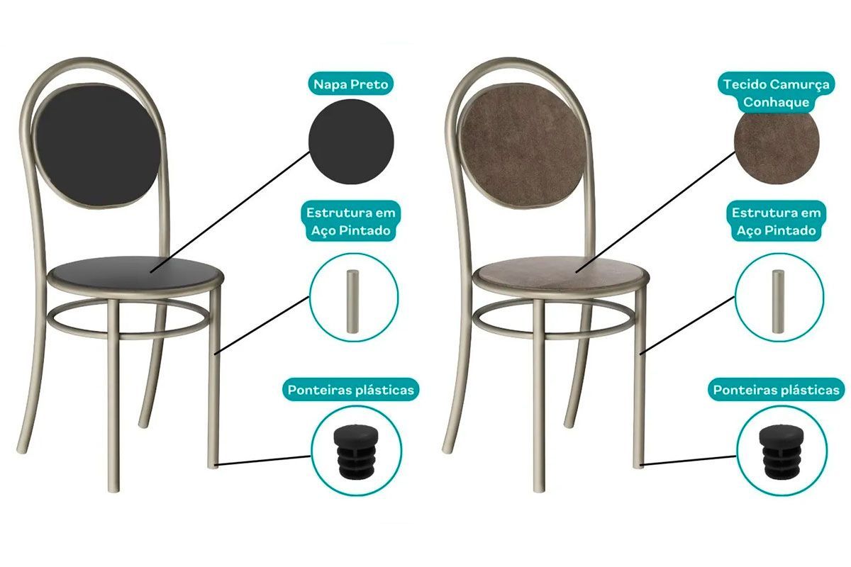 Cadeira Sala de Jantar 190 Aço Kit 4 Uni - Carraro