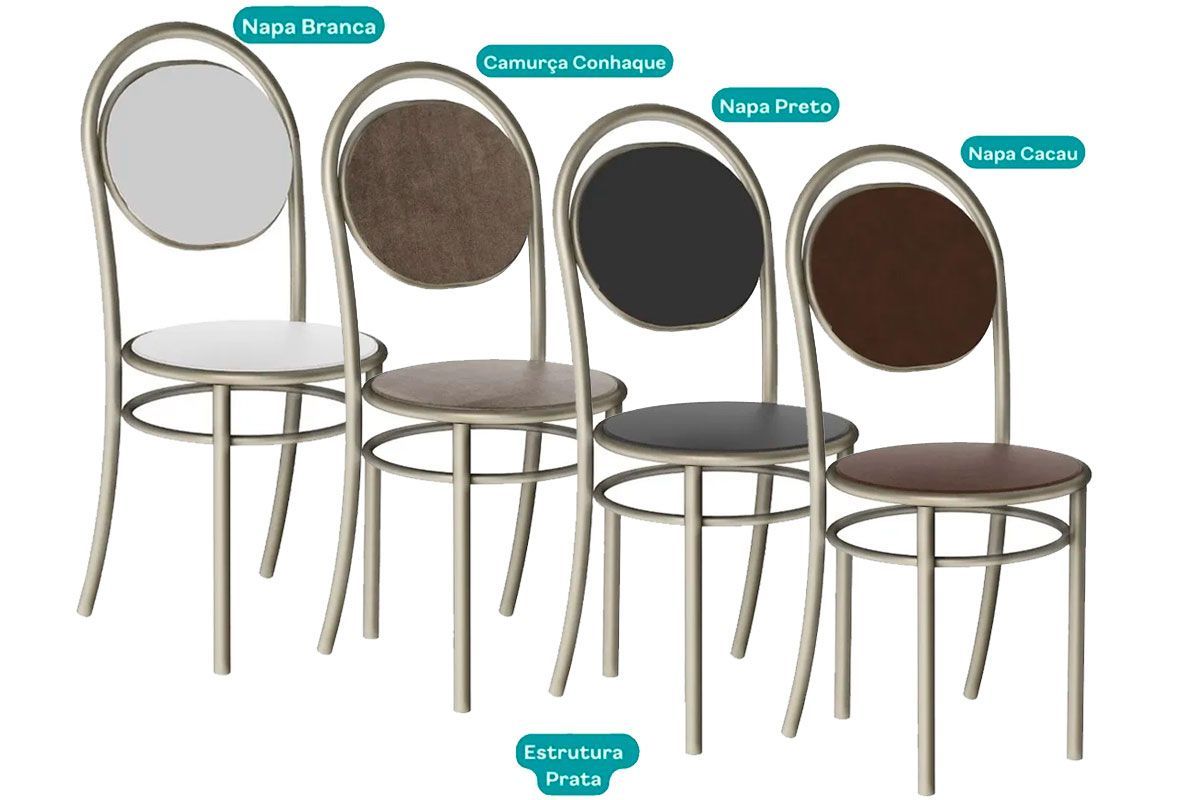 Cadeira Sala de Jantar 190 Aço Kit 6 Uni - Carraro