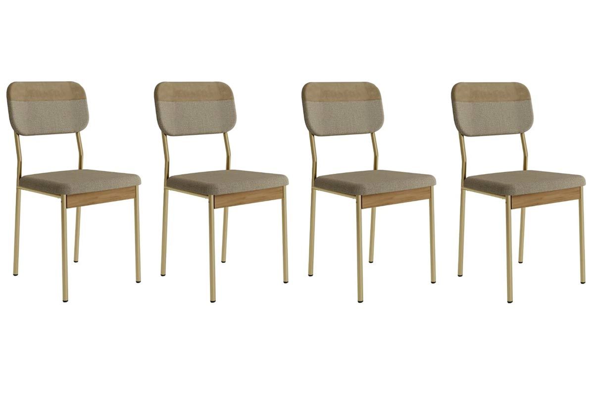 Cadeira Sala de Jantar Valle 1755 Aço Kit 4 Uni - Carraro