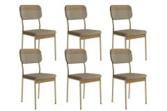 Cadeira Sala de Jantar Valle 1755 Aço Kit 6 Uni - Carraro