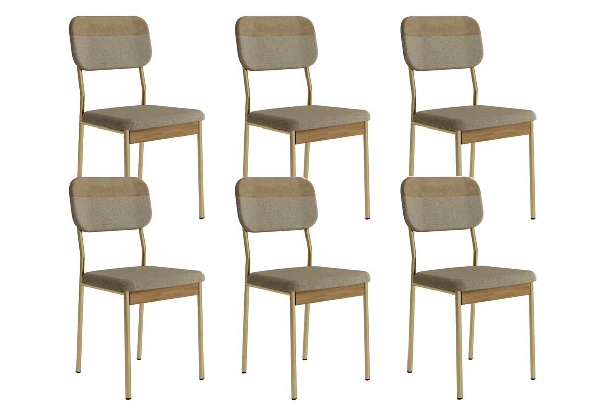 Cadeira Sala de Jantar Valle 1755 Aço Kit 6 Uni - Carraro