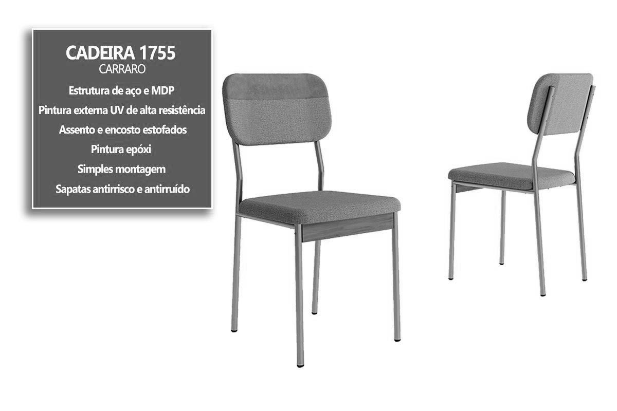 Cadeira Sala de Jantar Valle 1755 Aço Kit 6 Uni - Carraro