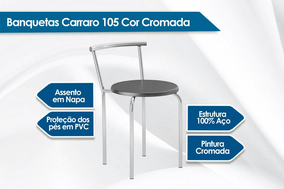 Banqueta Sala de Jantar 105 Kit 4 Uni - Carraro