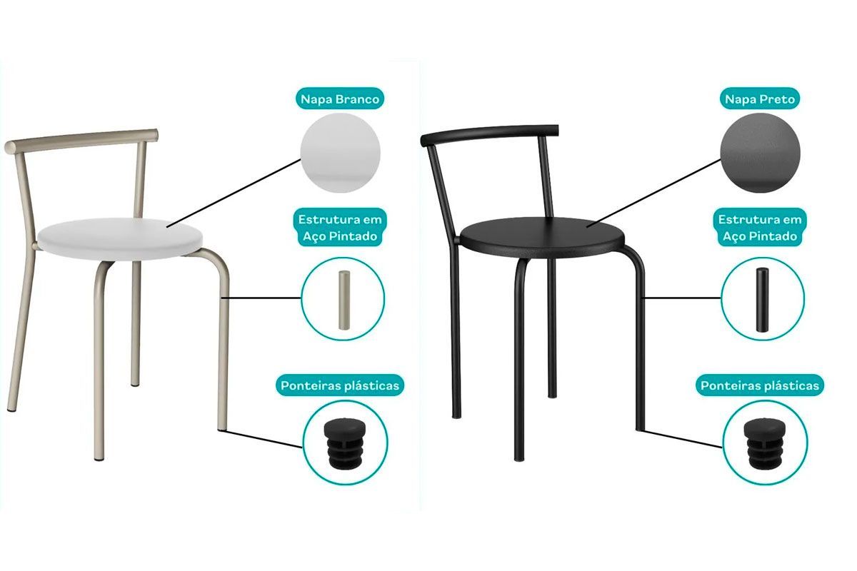 Banqueta Sala de Jantar 105 Kit 4 Uni - Carraro