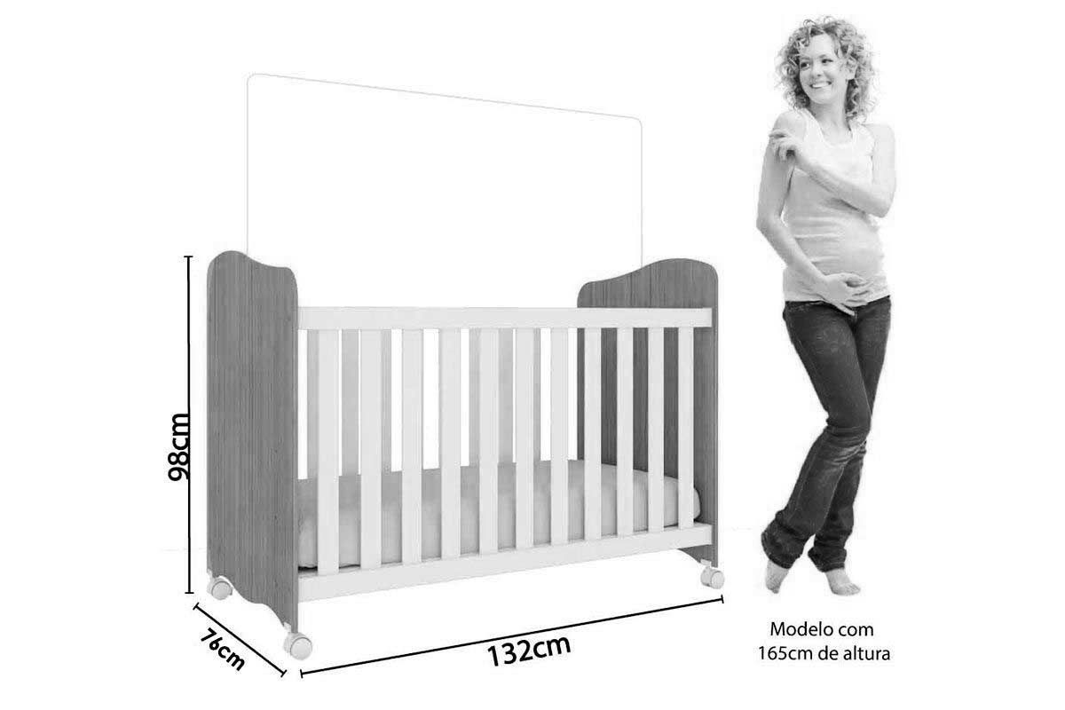 Quarto Infantil Completo Uli 3 Peças (1GuardaRoupa+1Berço+1Cômoda) QI108 Peroba
