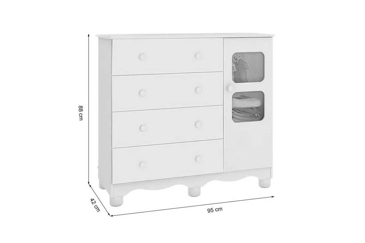 Quarto Infantil Completo Uli 3 Peças (1GuardaRoupa+1Berço+1Cômoda) QI108 Peroba