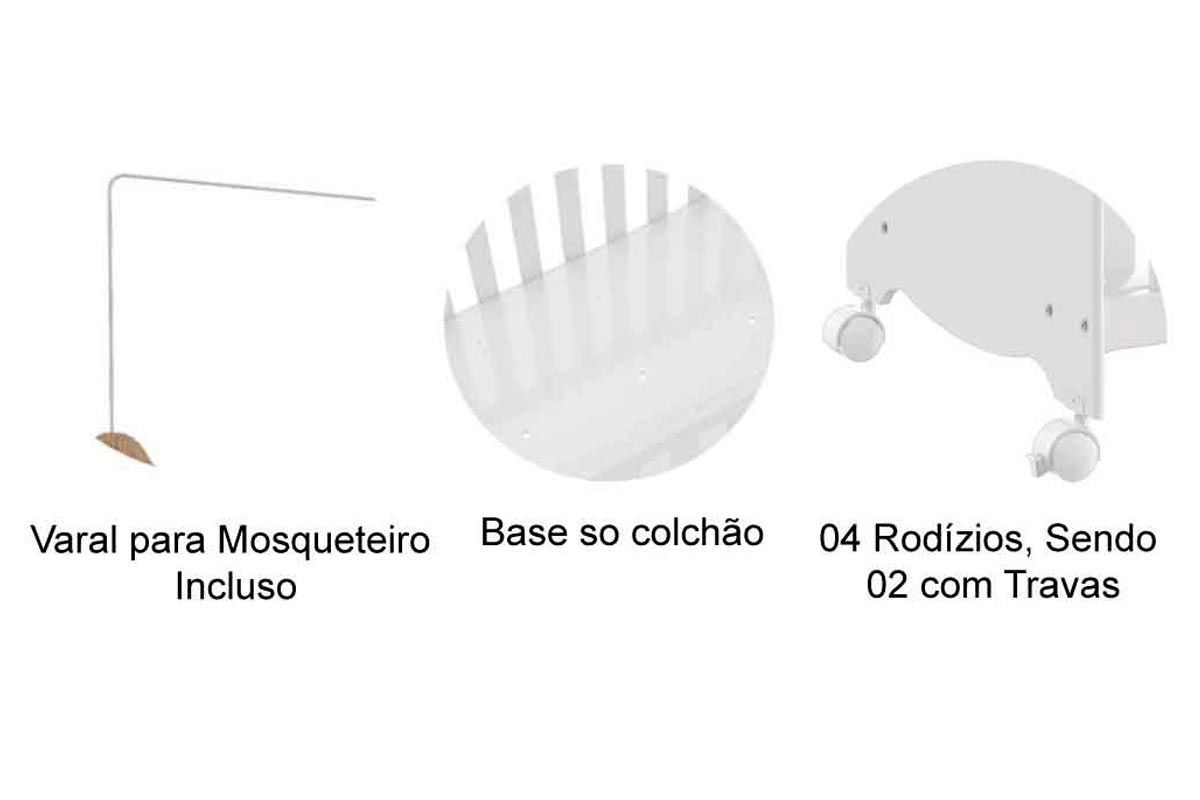 Quarto Infantil Completo Uli 3 Peças (1GuardaRoupa+1Berço+1Cômoda) QI108 Peroba