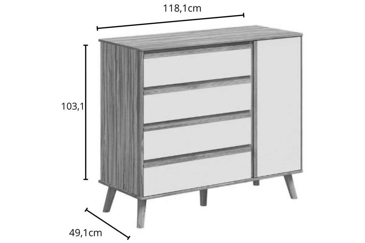 Quarto Infantil Completo Theo 3 Peças (1GuardaRoupa+1Berço+1Cômoda) QI110 Peroba