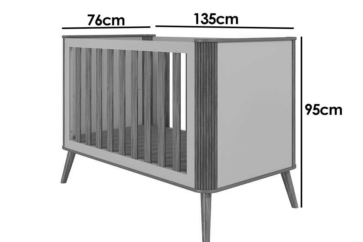Quarto Infantil Completo Theo 3 Peças (1GuardaRoupa+1Berço+1Cômoda) QI110 Peroba