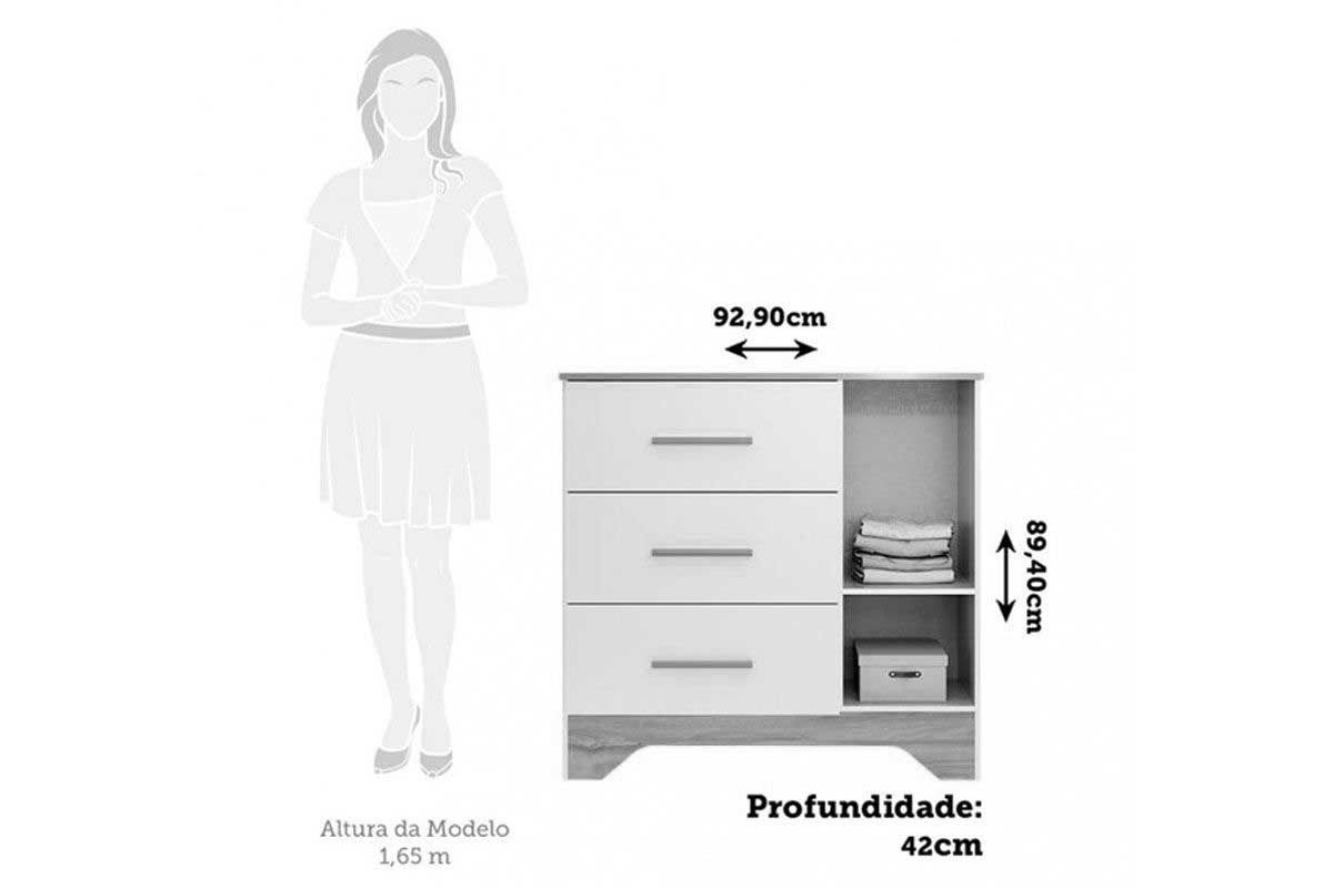 Quarto Infantil Completo Popy 3 Peças (1GuardaRoupa+1Berço+1Cômoda) QI111 Peroba
