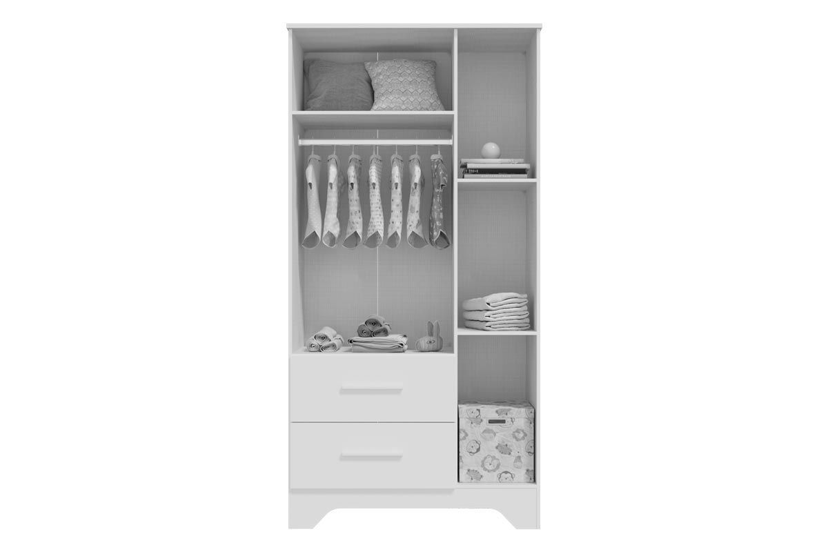 Quarto Infantil Completo Popy 3 Peças (1GuardaRoupa+1Berço+1Cômoda) QI111 Peroba