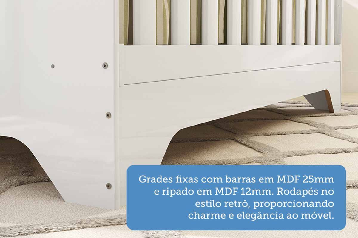 Quarto Infantil Completo Popy 3 Peças (1GuardaRoupa+1Berço+1Cômoda) QI111 Peroba