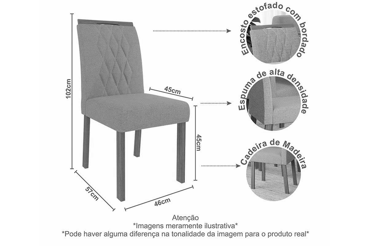 Cadeira Jantar Juliana Wood Kit 6 Un Cimol