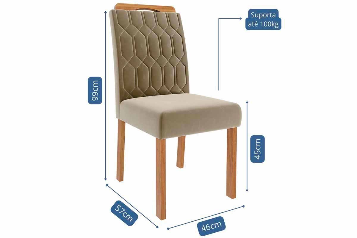 Sala Jantar Mesa Ester Tampo Madeirado c/ Vidro 210x100cm e 8 Cadeiras Paola - Cimol