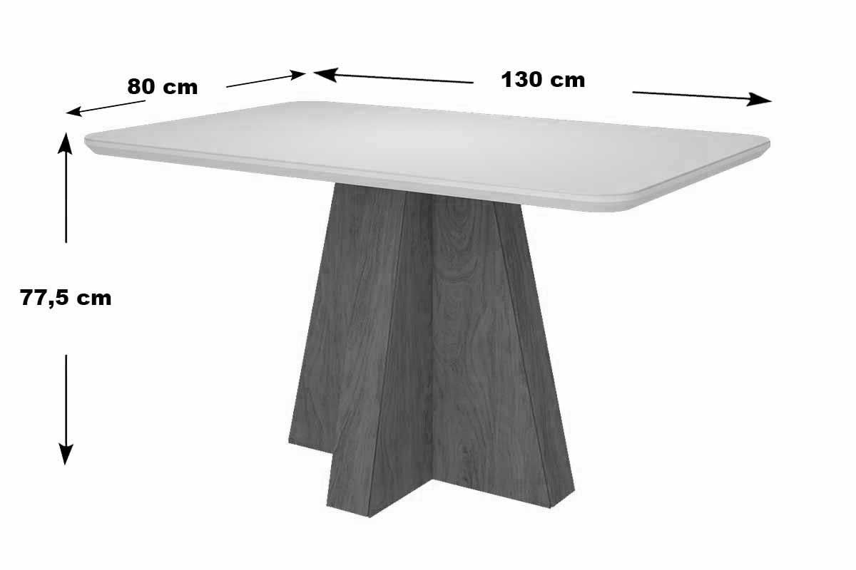 Sala Jantar Mesa Maitê Tampo Madeirado c/ Vidro 130x80cm e 4 Cadeiras Clarice - Cimol