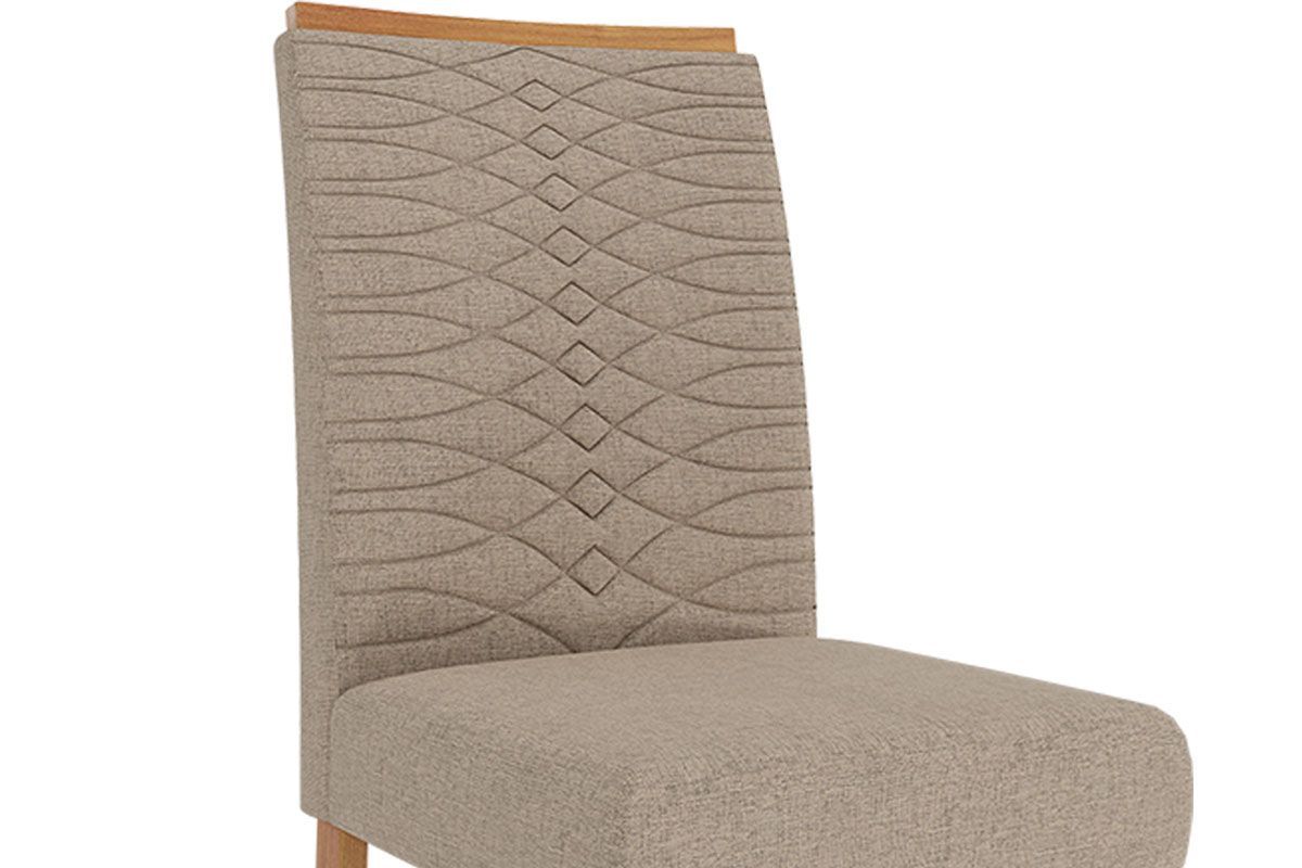 Sala Jantar Mesa Maitê Tampo Madeirado c/ Vidro 130x80cm e 4 Cadeiras Clarice - Cimol