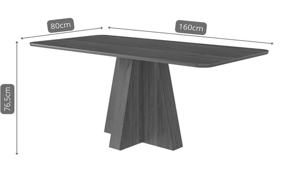 Sala Jantar Mesa Maitê Tampo Madeirado 130x80cm e 4 Cadeiras Paola - Cimol