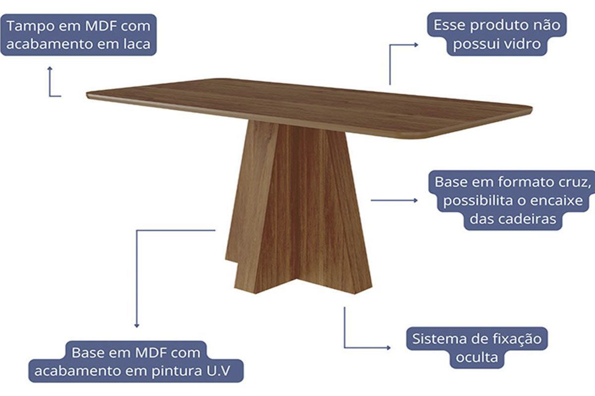Sala Jantar Mesa Maitê Tampo Madeirado 130x80cm e 4 Cadeiras Paola - Cimol