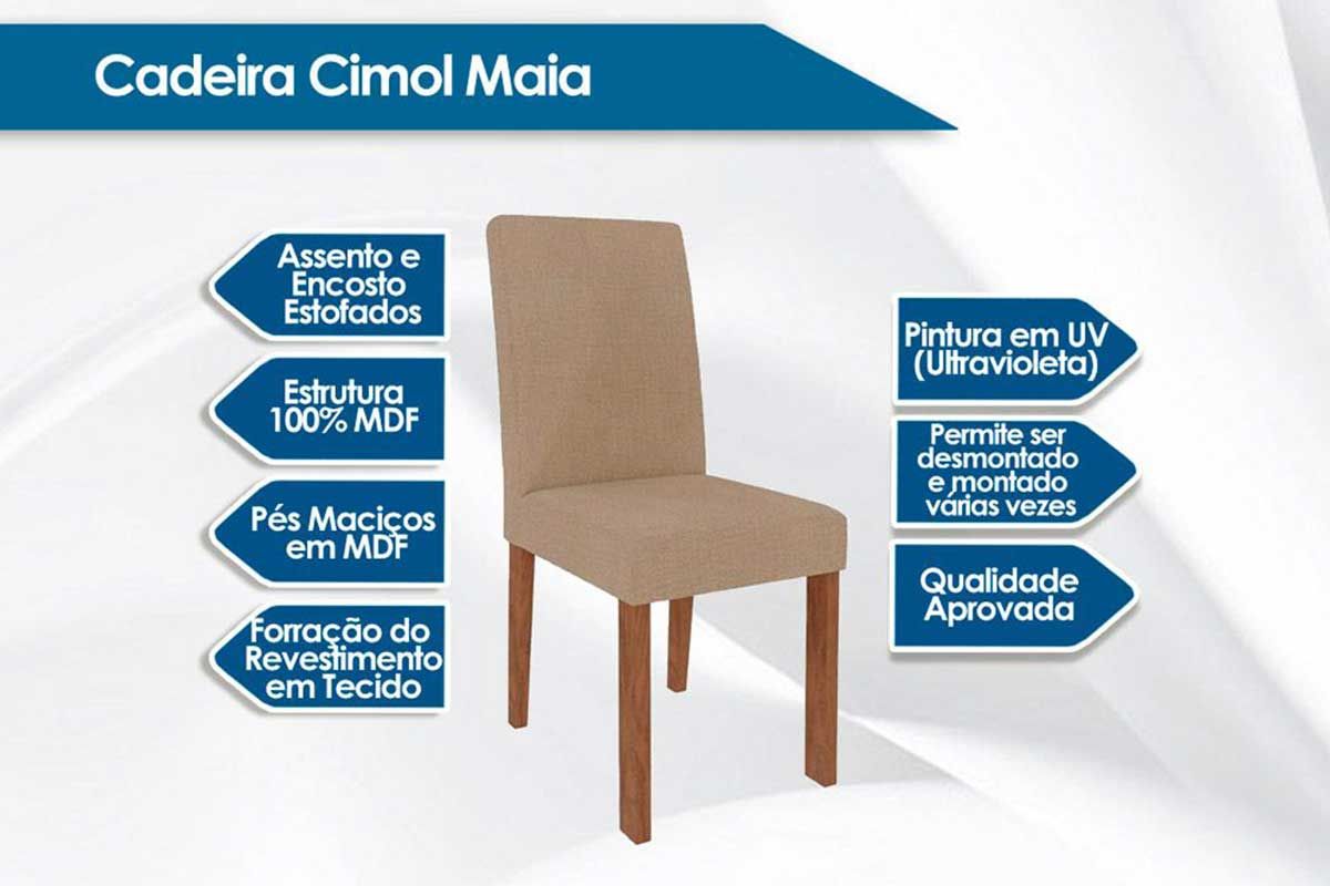 Sala Jantar Mesa Maitê Tampo Madeirado 130x80cm e 4 Cadeiras Maia - Cimol